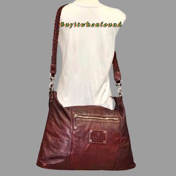 MGUCCI Leather Top Zip Overnight Travel Laptop Work Messenger Bag w/ Woven Strap - Picture 15 of 16